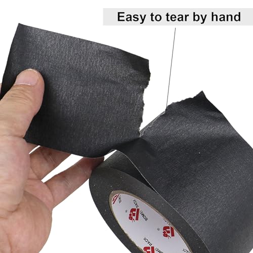 BOMEI PACK Wide Painters Tape 3 Inch,Wide Black Masking Tape, 55 yds Length, Multi-Surface Adhesive Painting Tape 21-Day Clean Removal for Painting, DIY, Arts, Crafts, Labeling - size: 3 inches x 55 Yards