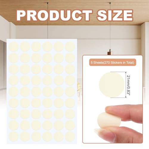PATIKIL 270 Pieces Screw Hole Stickers, 5 Sheet Self-Adhesive Waterproof PVC Wood Grain Sticker for Screw Holes Wall Cabinets Desk Repairing, Linen Beige, 21mm/0.83 Inch - color: Linen Beige