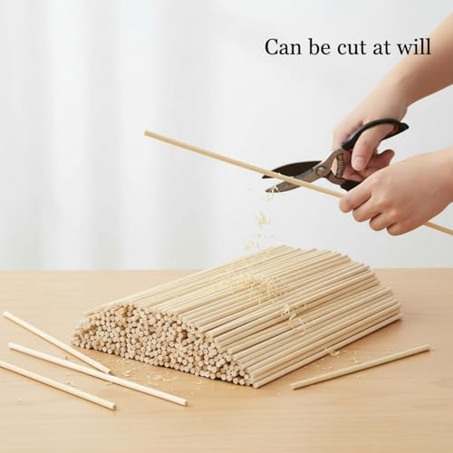 Cididu 300 Pcs Wooden Dowel Rods, 1/4 x 14 Inch Round Wooden Sticks Craft Sticks, Unfinished Natural Bamboo Sticks for Christmas Gift, Thanksgiving, Crafts Arts and DIYers - size: 14 inches x 0.25 inches
