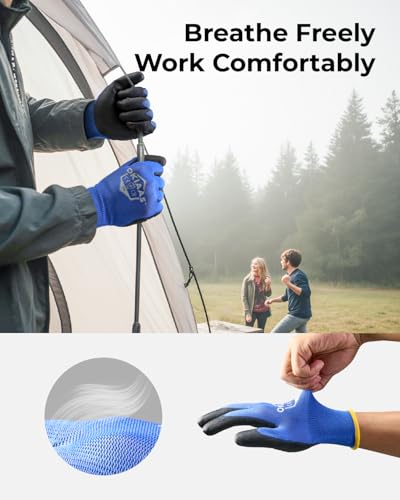 OKIAAS PU Coated Work Gloves Men, Ultra Grip & Lightweight, 12 Pairs Bulk - color: Yellow (12 Pairs), size: Medium