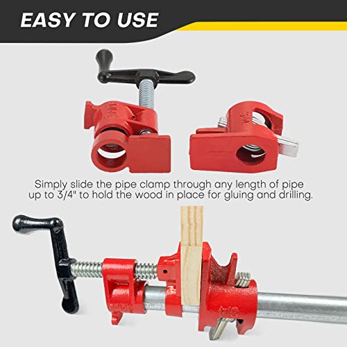 4 Pack 3/4" Wood Gluing Pipe Clamp Set, Pipe Clamps for Woodworking - style: 4 Pack, 3/4"
