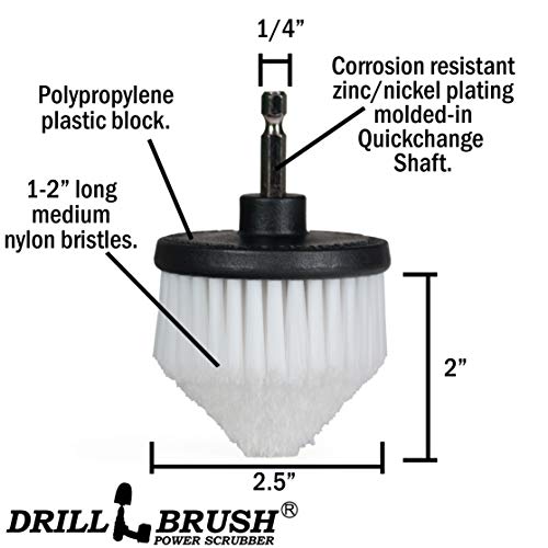 Drillbrush Multipurpose Cleaning Brush Set - Grout, Tile, Shower, Brick - color: White, Yellow, Green, Red, Black