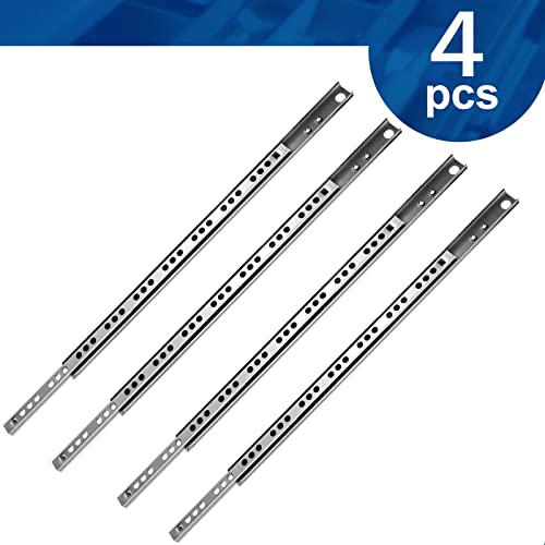 4pcs Ball Bearing Drawer Slides 16 Inch / 406mm, 2 Fold Metal Drawer Tracks, Two Way Slide Track Rail Glides with Mounting Screws - 0.67 Inch Wide - size: 16 Inch