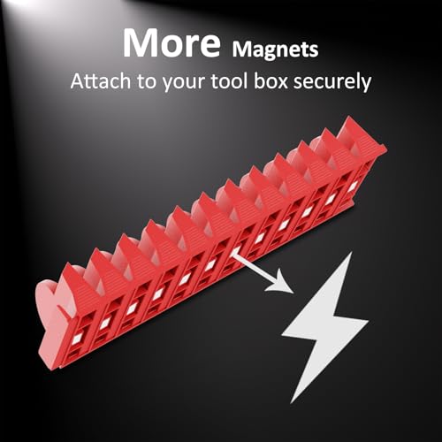 DEHOYI 24pcs Magnetic Modular Wrench Organizers for Tool Drawers - Wrench Rack with Metric&SAE Labels,Tool Storage Holder with Magnet.Gift for father, brother&boyfriend (Red with magnets)