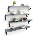 ROMGUAR CRAFT Wood Wall Floating Shelves Set of 4, 23.6" x 6" - Grey - color: Grey, size: 23.6" x 6"