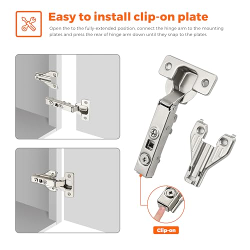 105 Degree Concealed Kitchen Cabinet Hinges,Full Overlay,10 Packs(5 Pairs)