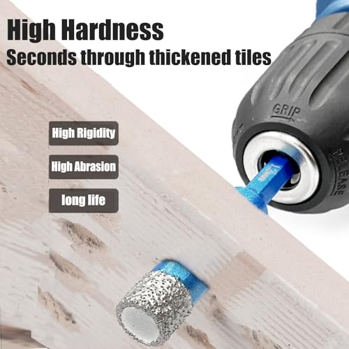 Diamond Hole Saw Set, 10 PCS Brazed Tile Hole Saw Diamond Core Drill Bit Set for Ceramic, Glass, Tile, Granite, Marble, Plaster