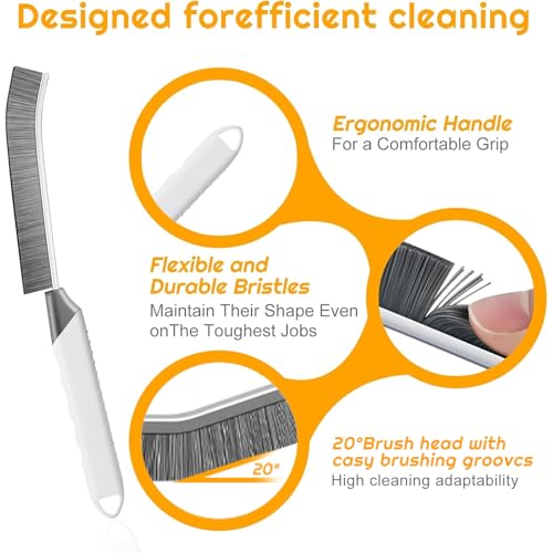 SUOXU Household Thin Cleaning Brushes,2pcs Hard Bristle Grout Scrub Brush Tool for Cleaning Tight Spaces in Home Kitchen Bathroom - color: White+grey×2
