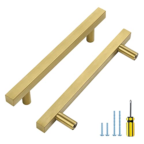 Ravinte Gold Cabinet Handles 5 Inch 10 Pack, Square Cabinet Pulls - size: 5 Inch Hole Centers