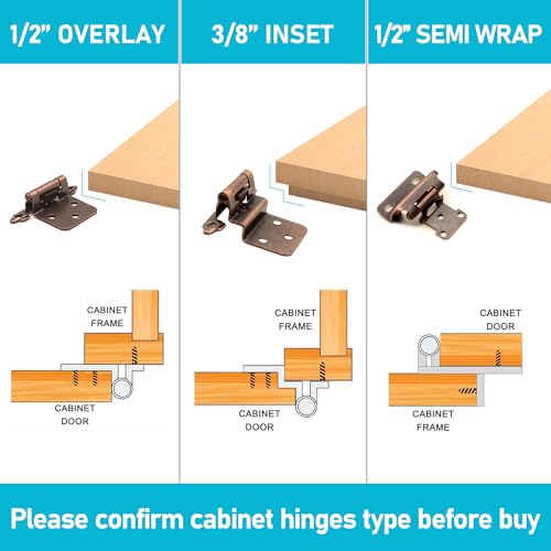 30 Pack (15 Pairs) 3/8 Inset Antique Copper Hinges Self Closing Cabinet - color: Oil Rubbed Bronze, size: 30 Pack (15 Pairs)