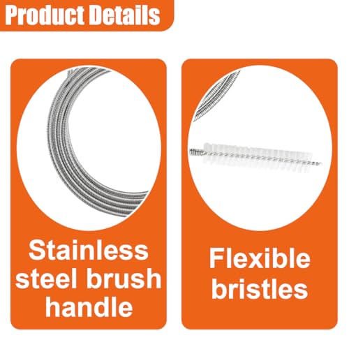 61 Inch Flexible Long Drain Brush, Nylon Stainless Steel Cleaner Tool, Feeding Tube Cleaning Brush, Drain Hole Cleaner, Double Ended Hose Pipe Brush for Car, Fridge. Pipe, Sink (155CM) - size: 155CM