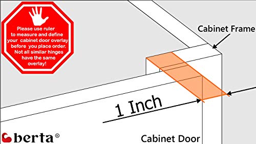 Berta (10 pcs) 1" Overlay Cabinet Door Hinges, 90 Degree Restricted Opening Angle Soft Closing Face Frame Hinges, 6-Ways 3-Cam Adjustment, Concealed Kitchen Cabinet Door Hinges with Screws - size: 1" Overlay