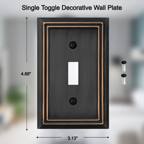 OKAWYC Single Toggle Light Switch Cover Adler Metal Wall Plate, 4-Pack Aged Bronze 1 Gang, Light Switch Cover Decorative Wallplate, Durable - style: 1 Toggle 4PK