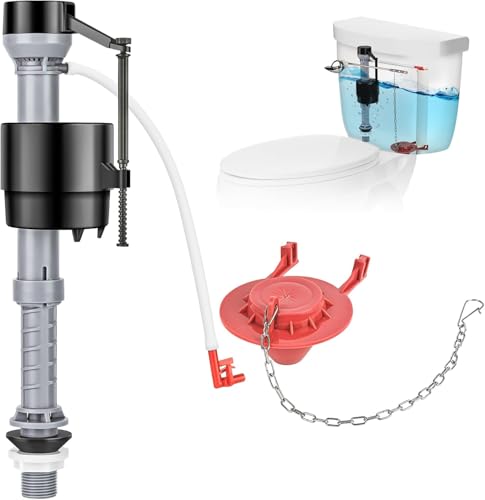 Universal Toilet Flush Valve Replacement Kit, Height Adjustable Fill Valve - color: RED 2