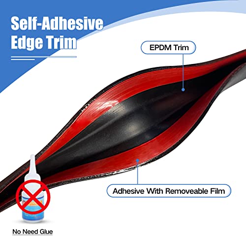 Rubber Edge Trim, Self-Adhesive U Channel Edge Trim, U Shaped Edge Protector for Glass, Mirror, Plywood, EPDM Material, Slot Width 1/4"(6mm), Length 10 Ft, Black - size: Fit 1/4"- L10'