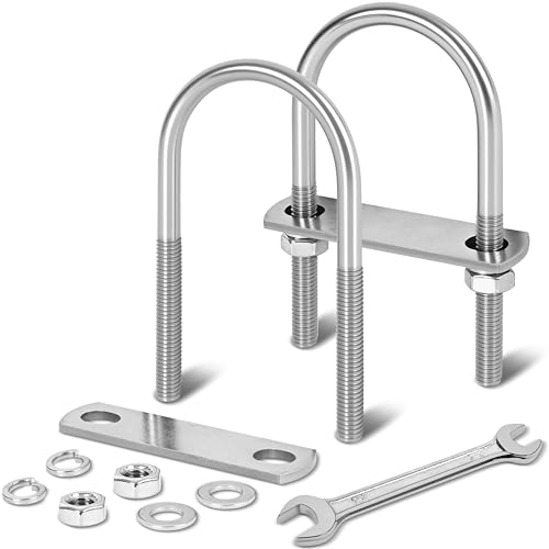 2 Sets M8 U Bolts 2 Inch Wide, 5/16" x 2"W x 4" L | 304 Stainless Steel U Bolt Heavy Duty for boat trailer with Nuts, Bolt Plate and Washers,2” u bolt,Metric bolts - size: M8 x 50mm x 107mm