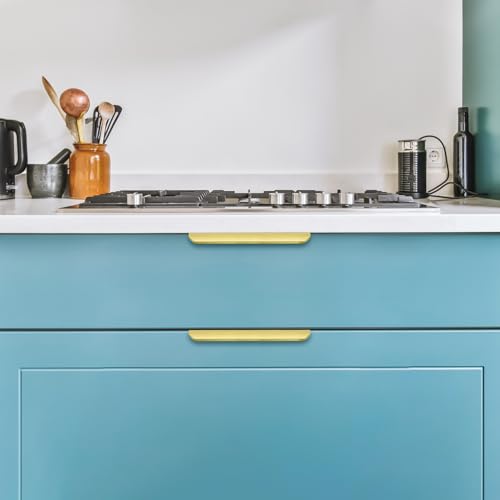 Ravinte Hardware Gold Cabinet Handles Finger Edge Pulls 5.9 Inch CC 10 Pack - color: Gold, size: 150mm/5.9" Overall Length