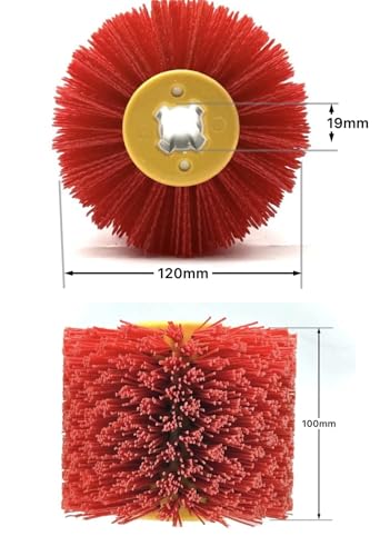 Signi Abrasive Nylon Drawing Wheel Drum Burnishing Brush for Wood polishing 1 Pack (60 Grrit, Red Color Nylon) - size: 60 Grit, Red
