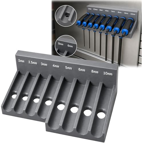Magnetic T-Handle Hex Wrench Organizer Rack – Tool Storage for T-Handle Metric Keys – Compatible with Harbor Freight ICON Sets – Wall, Toolbox & Garage Mountable