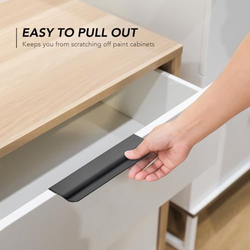 Matte Black Cabinet Handles Finger Edge Pulls 5 Inch CC 10 Pack - color: Matte Black, size: 128mm/5" Overall Length