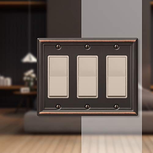 Amerelle 149RRRDB Chelsea Wallplate, 3 Rocker, Steel, Aged Bronze, 1-Pack - color: Aged Bronze, size: 3 Rocker-GFCI