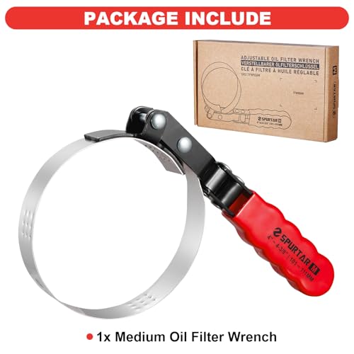 Spurtar Medium Oil Filter Wrench Adjustable Swivel Oil Filter Removal Tool - size: Medium: 4" - 4-3/8"