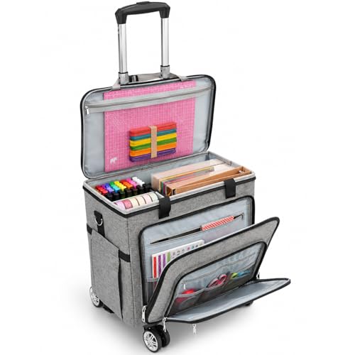 Rolling Teacher Bag With Wheels, Tote Organizer With Detachable Trolley - color: Grey
