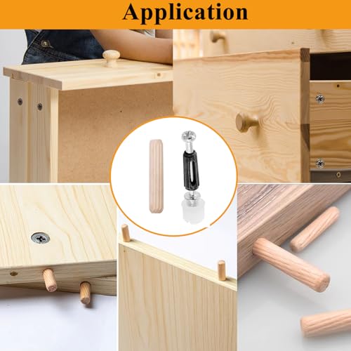 120PCS Cam Locks for Furniture3-in-1 Eccentric Hardware Wheels,Furniture Fasteners&Connectors with Multi-Size Nuts,Bolts and Wood Dowel Pins,Kit for Furniture Assembly/Repair(Black) - size: 120PCS-Black