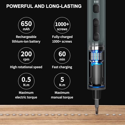 STREBITO Electric Screwdriver, 155 in 1 Precision Electric Screwdriver Set | 140 S2 Magnetic Bits, 3 Torque Settings, 650mAh Battery, Electronic Power Screwdriver Tool Kit for RC, Computer, PC, Laptop - color: Black