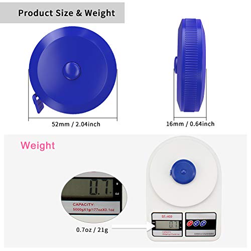 DiCUNO 3-Pack Soft Retractable Measuring Tape, 60-Inch 1.5 Meter, Blue - color: Blue*3pcs