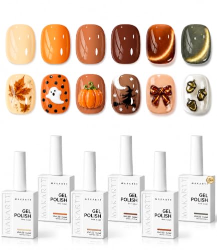 Makartt Fall Brown Gel Nail Polish Set: 6 Colors 15ml Hema-Free Gel Polish - color: Fall Collection