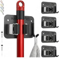 4 Pack Wall Mount Hanger for Brooms & Mops - Heavy Duty Adhesive SUS304 Stainless Steel Broom Holder with 1 Clamp, 1 Hook, & 4 Towel Hangers for Small Nooks & Utility Closet Organization - color: 4 Pack - 1 Clamp