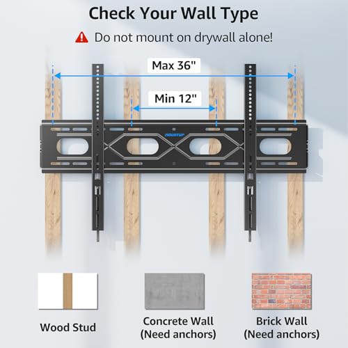 MOUNTUP Large Fixed TV Wall Mount for 50”-120" TVs up to 220 LBS, Ultra Slim TV Mount for Max VESA 950x600mm, Fits 16", 24", 32” Studs, Heavy Duty Low Profile TV Bracket, One-Piece Bracket - size: Fit Most 50"-120" TVs