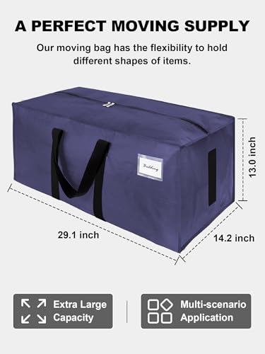 HOMESURE Supports 200lbs Heavy Duty Moving Bags - Strong Zipper & Wrap-Around Handles - Water-Resistant Storage Totes, Durable Alternative to Moving Boxes - 8 Pack - Blue - color: Blue