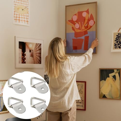 100pc Picture Hangers Kit D-Ring Hooks with Screws Heavy Duty for Hanging - color: Silver