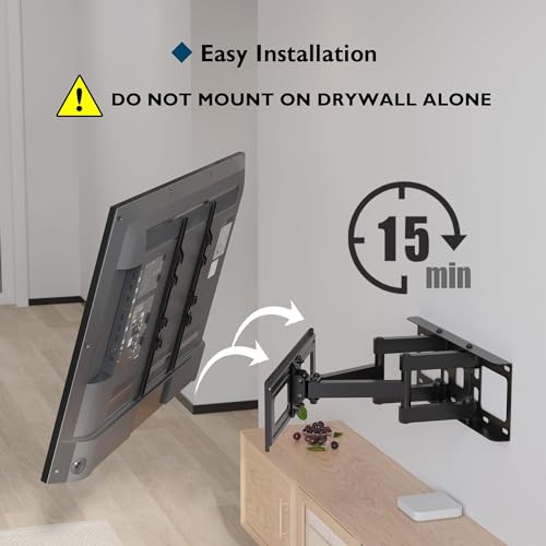 BONTEC Full Motion TV Wall Mountfor 23-70 Inch TVs, Swivel Tilt Dual Arms - size: 23-70 Inch