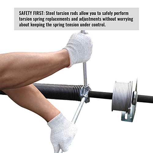 One Pair 17.2 Inch Torsion Spring Winding Rods with Non-Slip Handle,1/2 Inch Diameter Solid Steel Metal Winding Bars Hardware for Adjusting or Replacing Garage Door Tension Springs