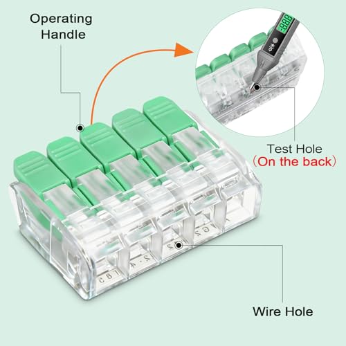 30PCS Lever Wire Connectors 5 Port Electrical Connectors Lever Nuts - size: 5 Ports