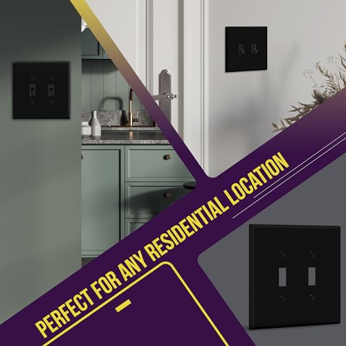 ENERLITES Oversized Double Toggle Light Switch Cover Plate, 1 Pack, Black - color: Black, size: Over-Size