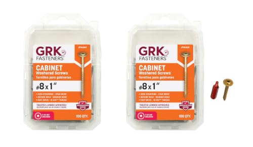 GRK Fasteners #8 x 1 Low-Profile Cabinet Washered Screws, 200 PCS - color: Brass, size: #8 x 1"