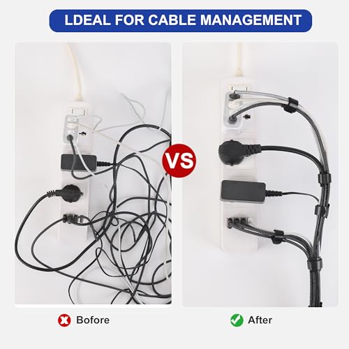 Nettbe Reusable Cable Ties, 60 PCS 8 Inches Adjustable Cord Straps Wire Organizer Cord Wrap and Hook Loop Cable Management - size: 8inches-60PCS