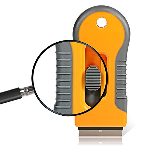 EHDIS Car Sticker Remover Glass Cooktop Razor Scraper with 10pcs Replace Blades for Label,Glue,Paint,Adhesive Remover,Oven Door, Stove Cleaning-Yellow - color: Yellow