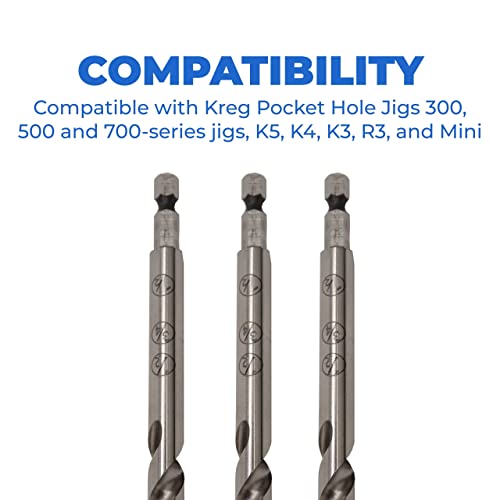 Kreg Easy-Set Pocket-Hole Drill Bit, Woodworking Drill Bit, KPHA300, 2 Pcs