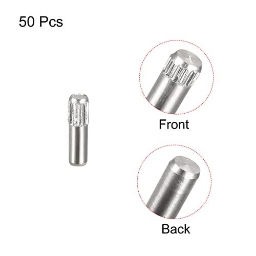 uxcell 2x8mm 304 Stainless Steel Dowel Pins, 50Pcs Knurled Head Flat Chamfered End Dowel Pin, Wood Bunk Bed Shelf Pegs Support Shelves Fasten Elements - size: 2x8mm