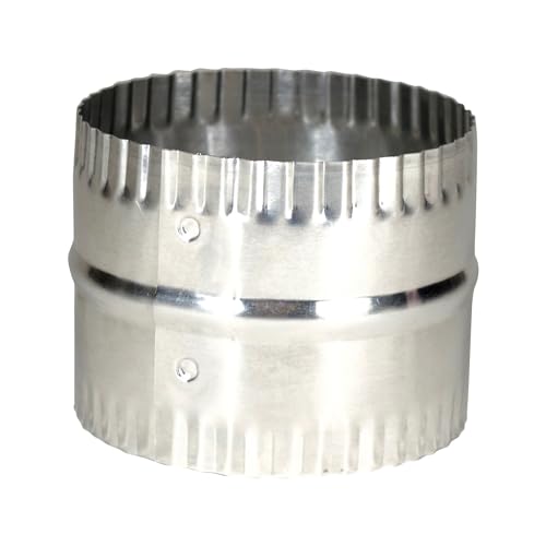 Deflecto 4” Duct Connector, Aluminum with Bead and Crimp, Silver, 3” long (DAC4C) - size: 4 Inch