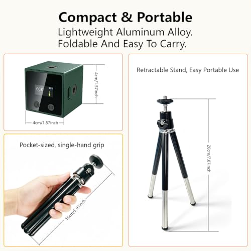 5-in-1 Digital Laser Level with Tripod, Magnetic Base & USB Rechargeable, Mini Angle Finder & Protractor, ±0.1° High Precision Cross Line Laser, Green/Red Beam for Picture Hanging,Tiling & DIY - color: Dark Green