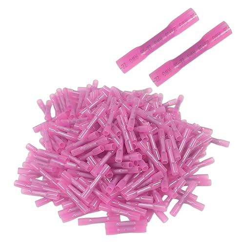 Heat Shrink Butt Connectors,200Pcs 22-16 AWG Red Waterproof Electrical Wire Connectors Automotive Marine Grade Wire Crimp Terminals Butt Splices for Cable,Boat,Home Electrical etc. - size: [22-16 AWG] x 200