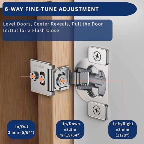 Burks 30 Pack 1-13/32" Overlay Soft Close Face Frame Cabinet Hinges - size: 1 13/32'' Overlay