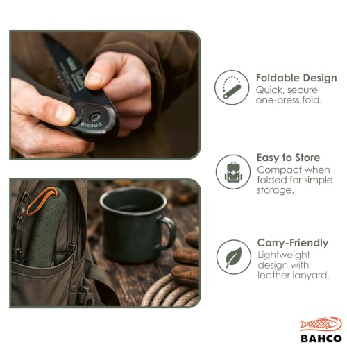 Bahco BAH396LAP Laplander Folding Saw, 7-1/2" Blade, Ergo Grip, Green