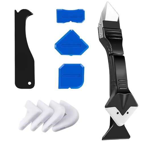 Silicone Caulking Tools Set, 3 in 1 Sealant Scrapers with Multiple Angles, Caulk Finishing Aids for Bathroom, Kitchen, Floor, Window, Sink Joint and Frames Sealing